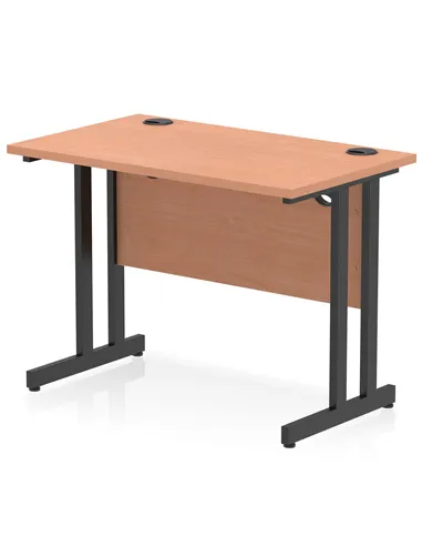 Dynamic Impulse 1000 x 600mm Straight Office Desk Beech Top Black Cantilever Leg I004299