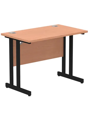 Dynamic Impulse 1000 x 600mm Straight Office Desk Beech Top Black Cantilever Leg I004299