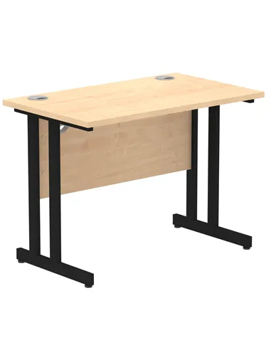 Dynamic Impulse 1000 x 600mm Straight Office Desk Maple Top Black Cantilever Leg I004300