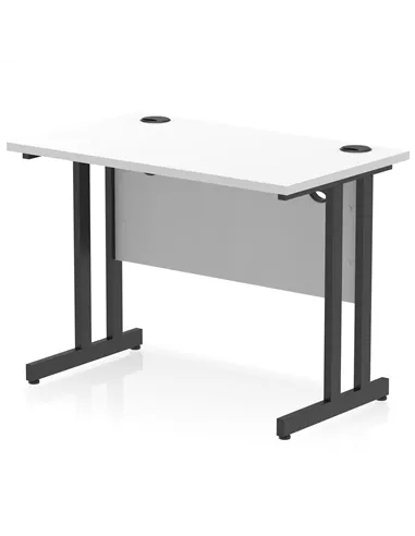 Dynamic Impulse 1000 x 600mm Straight Office Desk White Top Black Cantilever Leg I004303