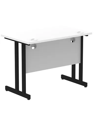 Dynamic Impulse 1000 x 600mm Straight Office Desk White Top Black Cantilever Leg I004303