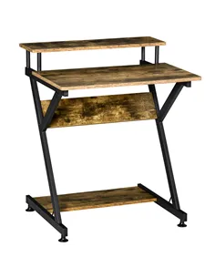 HOMCOM Industrial Computer Desk with Monitor Stand, 70 x 60cm Compact Desk for Small Spaces, Home Office Desk, Rustic Brown