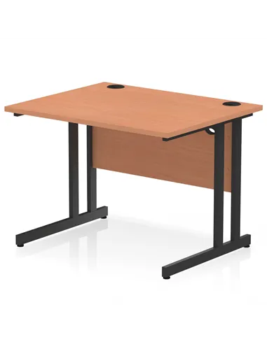 Dynamic Impulse 1000 x 800mm Straight Office Desk Beech Top Black Cantilever Leg I004305