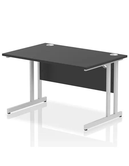 Dynamic Impulse 1200 x 800mm Straight Office Desk Black Top Silver Cantilever Leg I004323