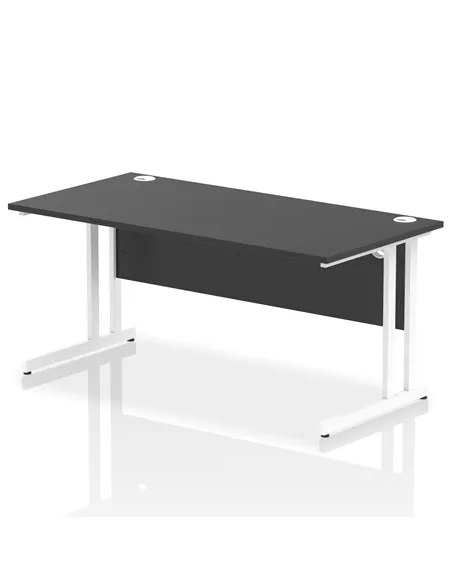 Dynamic Impulse 1600 x 800mm Straight Office Desk Black Top White Cantilever Leg I004330
