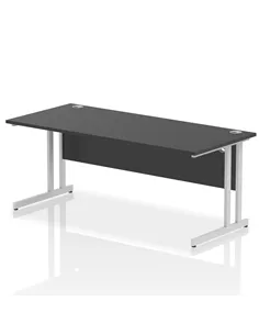 Dynamic Impulse 1800 x 800mm Straight Office Desk Black Top Silver Cantilever Leg I004332