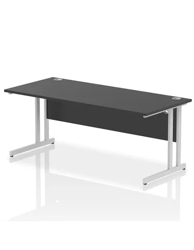 Dynamic Impulse 1800 x 800mm Straight Office Desk Black Top Silver Cantilever Leg I004332