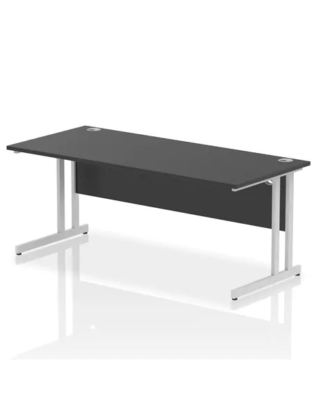 Dynamic Impulse 1800 x 800mm Straight Office Desk Black Top Silver Cantilever Leg I004332
