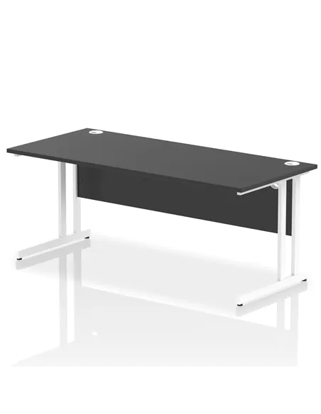 Dynamic Impulse 1800 x 800mm Straight Office Desk Black Top White Cantilever Leg I004333