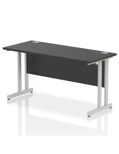 Dynamic Impulse 1400 x 600mm Straight Office Desk Black Top Silver Cantilever Leg I004338