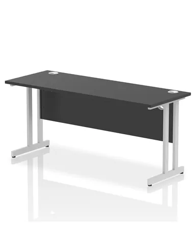 Dynamic Impulse 1600 x 600mm Straight Office Desk Black Top Silver Cantilever Leg I004341