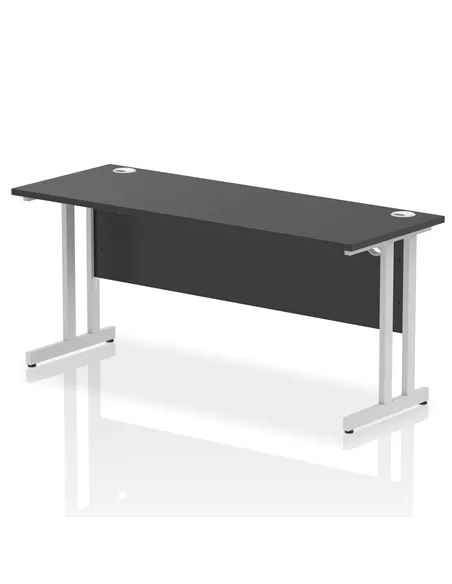 Dynamic Impulse 1600 x 600mm Straight Office Desk Black Top Silver Cantilever Leg I004341