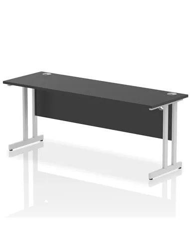 Dynamic Impulse 1800 x 600mm Straight Office Desk Black Top Silver Cantilever Leg I004344