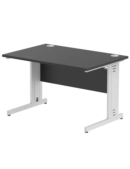 Dynamic Impulse 1200 x 800mm Straight Office Desk Black Top Silver Cable Managed Leg I004347