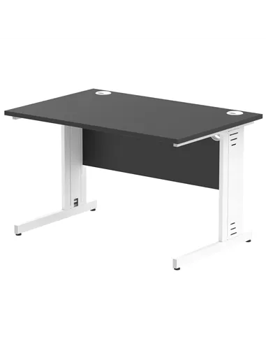 Dynamic Impulse 1200 x 800mm Straight Office Desk Black Top White Cable Managed Leg I004348
