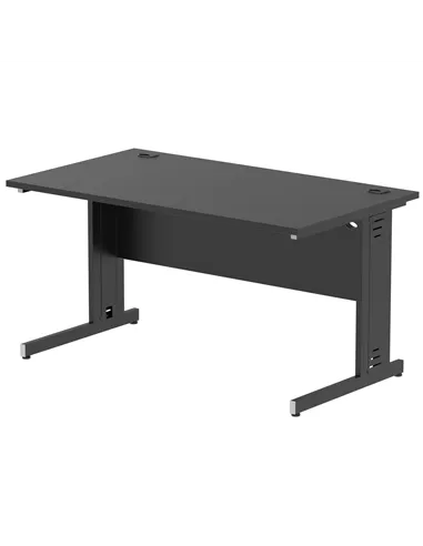 Dynamic Impulse 1400 x 800mm Straight Office Desk Black Top Black Cable Managed Leg I004352