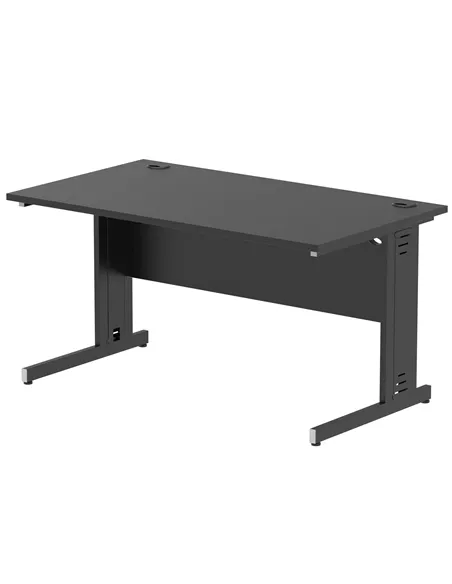 Dynamic Impulse 1400 x 800mm Straight Office Desk Black Top Black Cable Managed Leg I004352