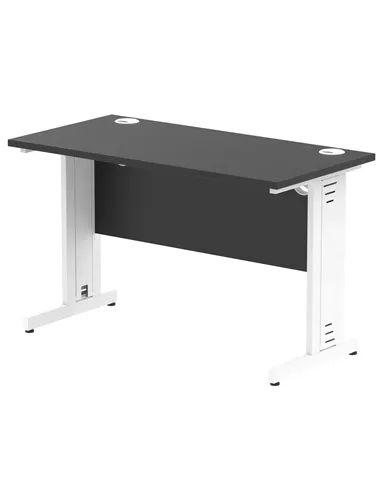 Dynamic Impulse 1200 x 600mm Straight Office Desk Black Top White Cable Managed Leg I004360