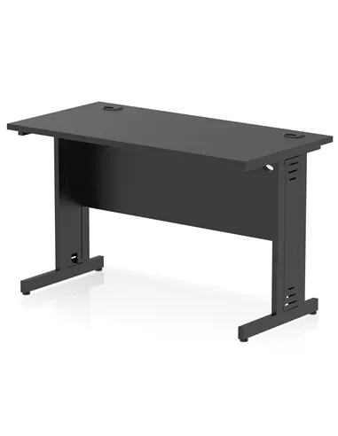 Dynamic Impulse 1200 x 600mm Straight Office Desk Black Top Black Cable Managed Leg I004361