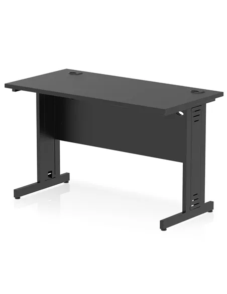 Dynamic Impulse 1200 x 600mm Straight Office Desk Black Top Black Cable Managed Leg I004361