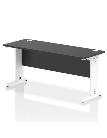 Dynamic Impulse 1600 x 600mm Straight Office Desk Black Top White Cable Managed Leg I004366