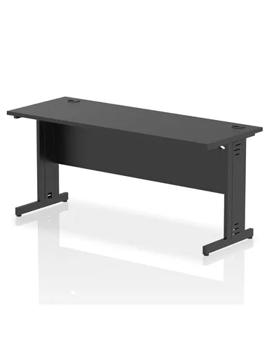 Dynamic Impulse 1600 x 600mm Straight Office Desk Black Top Black Cable Managed Leg I004367