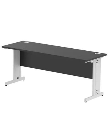 Dynamic Impulse 1800 x 600mm Straight Office Desk Black Top Silver Cable Managed Leg I004368