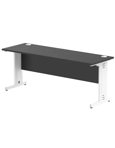 Dynamic Impulse 1800 x 600mm Straight Office Desk Black Top White Cable Managed Leg I004369
