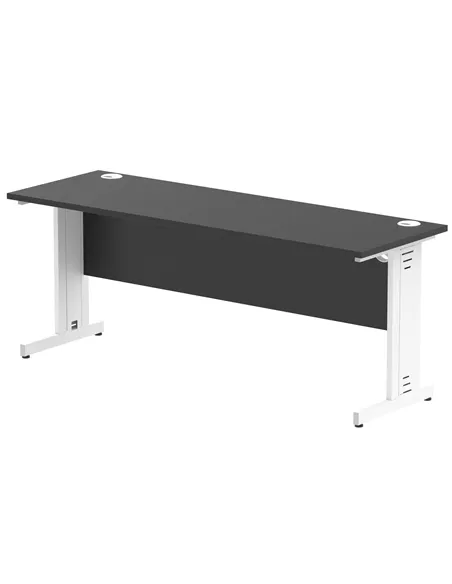 Dynamic Impulse 1800 x 600mm Straight Office Desk Black Top White Cable Managed Leg I004369