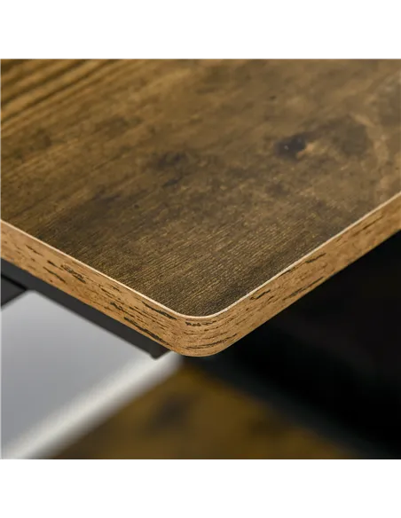 HOMCOM Industrial Computer Desk with Monitor Stand, 70 x 60cm Compact Desk for Small Spaces, Home Office Desk, Rustic Brown