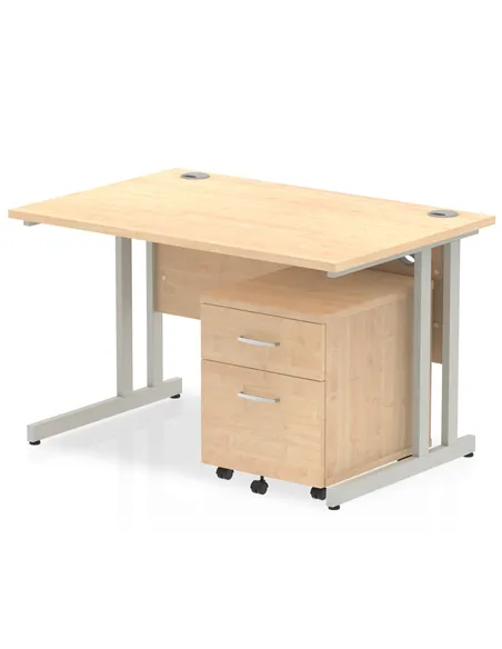 Dynamic Impulse 1200 x 800mm Straight Office Desk Maple Top Cantilever 2 Drawer Mobile Pedestal MI000962