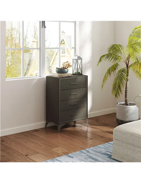 HOMCOM Velvet-Feel Chest of Four Drawers - Brown