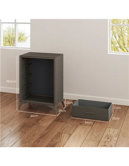 HOMCOM Velvet-Feel Chest of Four Drawers - Brown