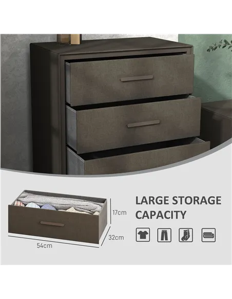 HOMCOM Velvet-Feel Chest of Four Drawers - Brown