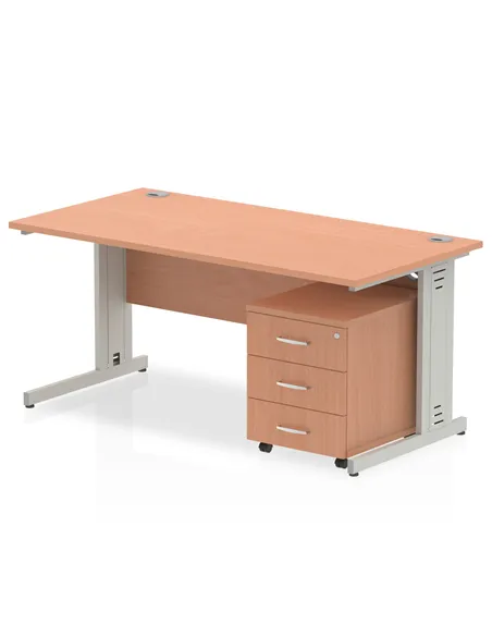 Dynamic Impulse 1800 x 800mm Straight Office Desk Beech Top Cable Managed 3 Drawer Mobile Pedestal MI001013