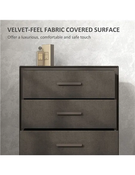 HOMCOM Velvet-Feel Chest of Four Drawers - Brown