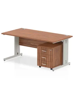 Dynamic Impulse 1800 x 800mm Straight Office Desk Walnut Top Cable Managed 3 Drawer Mobile Pedestal MI001021
