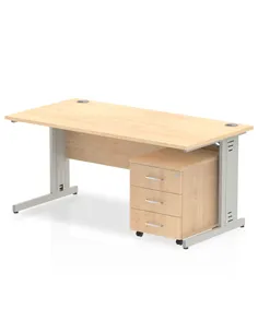Dynamic Impulse 1200 x 800mm Straight Office Desk Maple Top Cable Managed 3 Drawer Mobile Pedestal MI001022