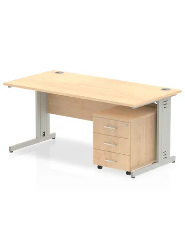 Dynamic Impulse 1200 x 800mm Straight Office Desk Maple Top Cable Managed 3 Drawer Mobile Pedestal MI001022