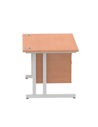 Dynamic Impulse 1200 x 800mm Straight Office Desk Beech Top Cantilever 1 x 2 Drawer Fixed Pedestal MI001688