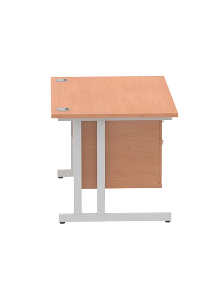 Dynamic Impulse 1200 x 800mm Straight Office Desk Beech Top Cantilever 1 x 2 Drawer Fixed Pedestal MI001688