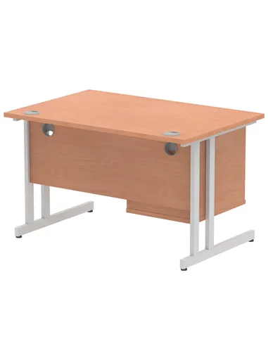 Dynamic Impulse 1200 x 800mm Straight Office Desk Beech Top Cantilever 1 x 2 Drawer Fixed Pedestal MI001688