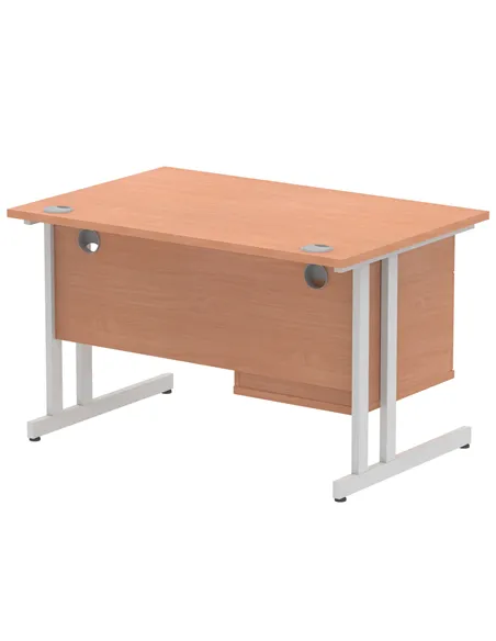 Dynamic Impulse 1200 x 800mm Straight Office Desk Beech Top Cantilever 1 x 2 Drawer Fixed Pedestal MI001688
