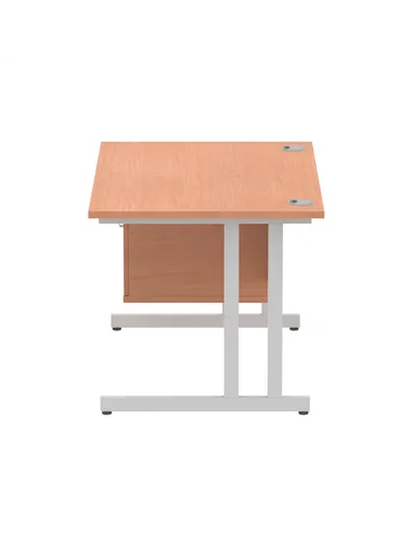 Dynamic Impulse 1200 x 800mm Straight Office Desk Beech Top Cantilever 1 x 2 Drawer Fixed Pedestal MI001688