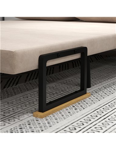 HOMCOM 4-in-1 Velvet-Feel Double Sofa Bed, with Pillows - Beige