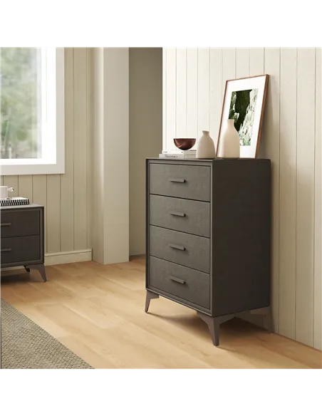 HOMCOM Velvet-Feel Chest of Four Drawers - Brown