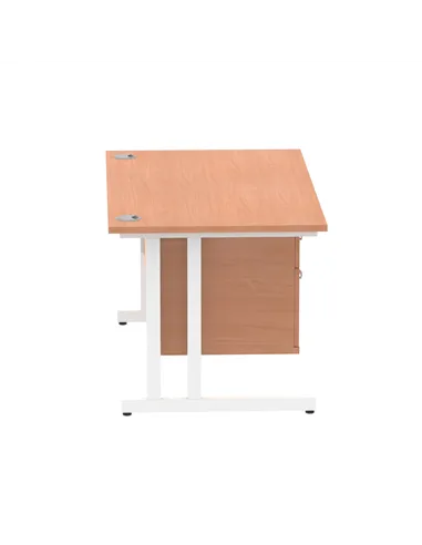 Dynamic Impulse 1400 x 800mm Straight Office Desk Beech Top Cantilever 1 x 2 Drawer Fixed Pedestal MI001693