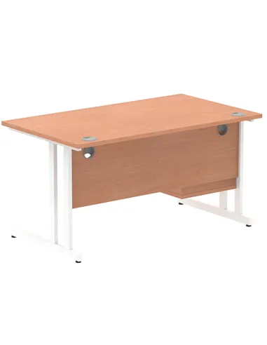 Dynamic Impulse 1400 x 800mm Straight Office Desk Beech Top Cantilever 1 x 2 Drawer Fixed Pedestal MI001693