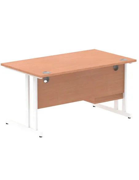 Dynamic Impulse 1400 x 800mm Straight Office Desk Beech Top Cantilever 1 x 2 Drawer Fixed Pedestal MI001693