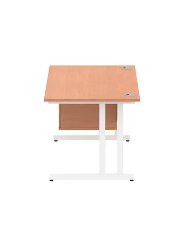 Dynamic Impulse 1400 x 800mm Straight Office Desk Beech Top Cantilever 1 x 2 Drawer Fixed Pedestal MI001693
